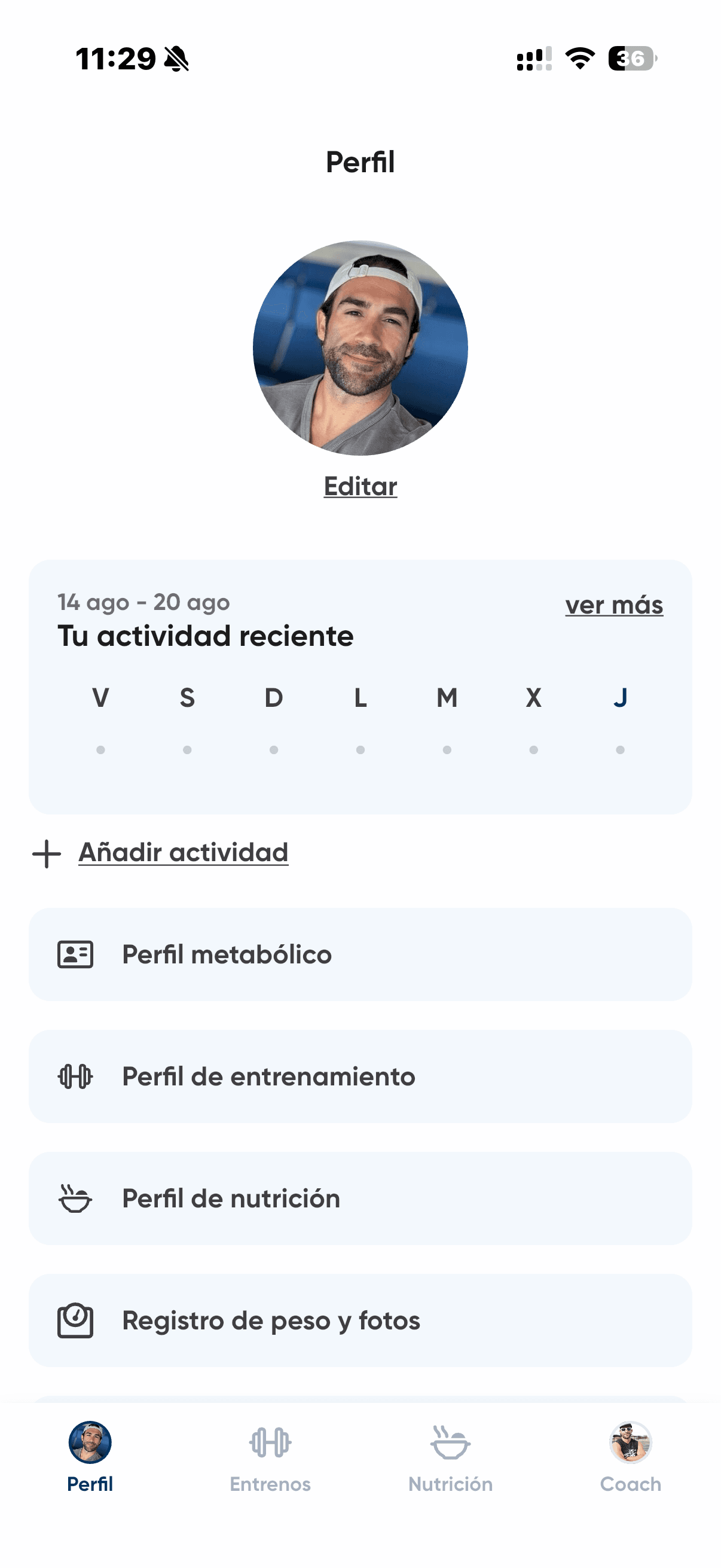 Perfil y progreso en la app Pacomont